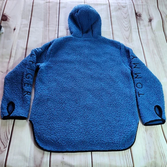 NWT Tommy Hilfiger Sherpa Pullover Hoodie Sweatshirt Blue | Women’s Size Large - Picture 8 of 13